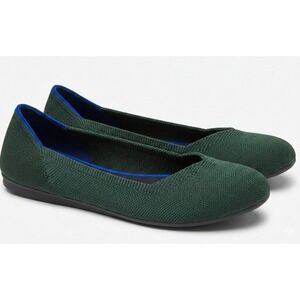 Rothys Womens Rare Emerald Green Knit Flats Size 8 Fall Shoes Minimalist Comfort